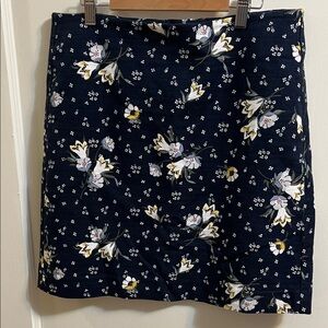 LOFT Navy Floral Skirt